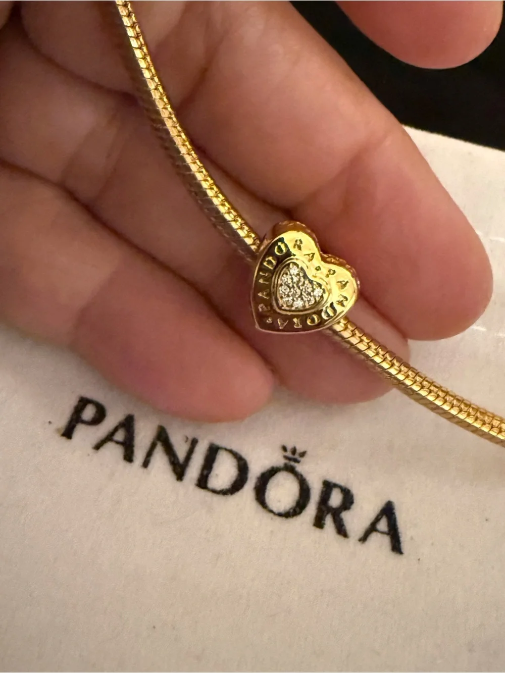 Pandora Gold Heart Pavé Charm